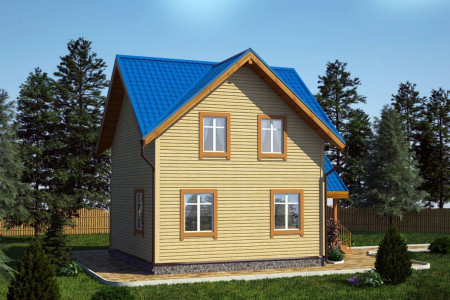 Гостевой домик из профилированного бруса с мансардным этажом, 2 спальни, 99 м²