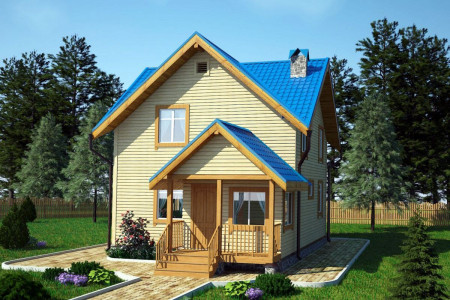 Гостевой домик из профилированного бруса с мансардным этажом, 2 спальни, 99 м²