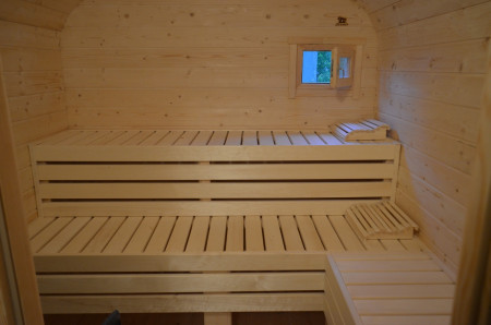 Баня квадро бочка 4,7х2,1 м, с крыльцом и комнатой отдыха