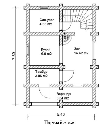 Сруб дома 84 м2