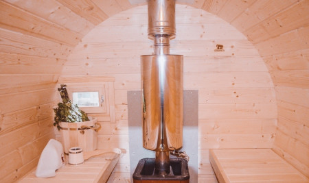Большая баня-бочка, круглая 6х2 м, с боковым входом