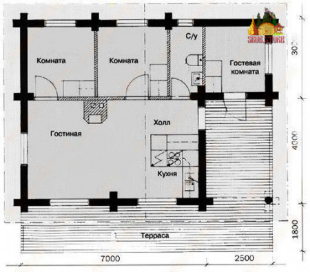 Сруб одноэтажного дома 84 м2