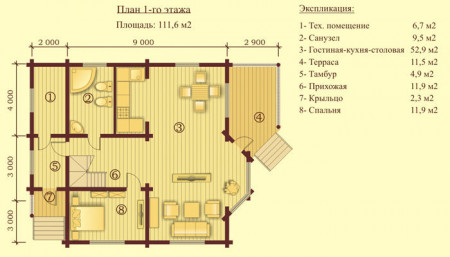 Сруб дома 195 м2