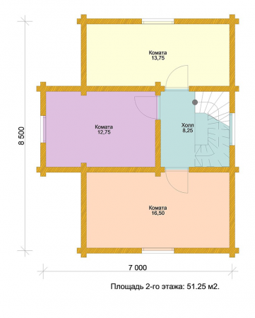 Дом с мансардой и террасой из ОЦ бревна 7х8,5 м (123 кв.м)