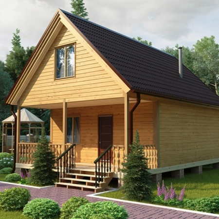 Баня из бруса 6x9 м (77,8 кв.м) с мансардой