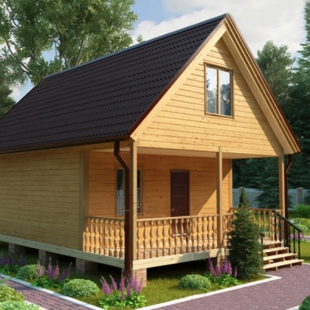 Баня из бруса 6x9 м (77,8 кв.м) с мансардой