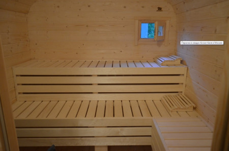 Большая квадратная баня-бочка, 6х2,1 м, с боковым входом