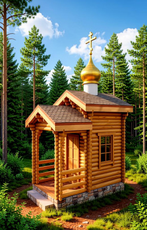 Часовня из минибруса с куполом d50 см