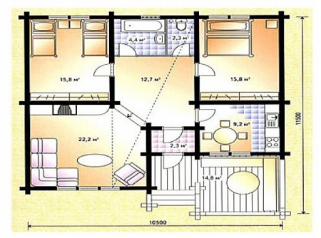 Сруб дома 84,7 м2 из рубленного сруба
