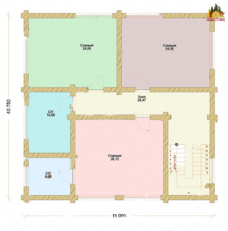 Сруб гостиницы 324 кв.м (4 номера)