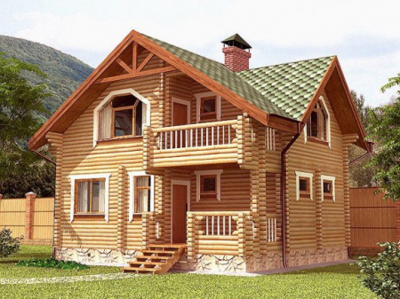 Двухэтажный дом из ОЦ бревна 6,6х8,6 м (113,5 кв.м)