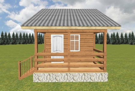 Баня из бруса 4x6 м (15,4 кв.м) с верандой