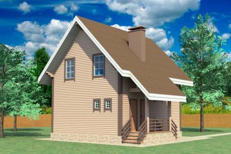 Загородный дом из профибруса с мансардным этажом, 4 спальни, 95 м²