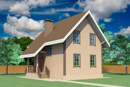 Загородный дом из профибруса с мансардным этажом, 4 спальни, 95 м²