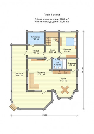 Сруб двухэтажного дома 228,8 м2
