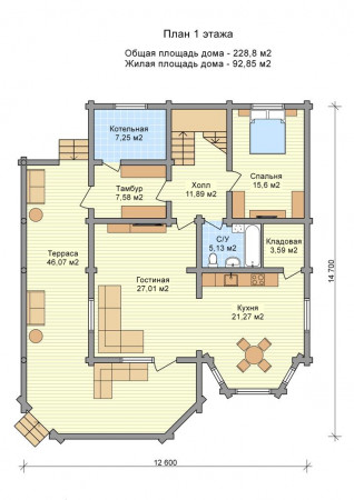 Сруб двухэтажного дома 228,8 м2
