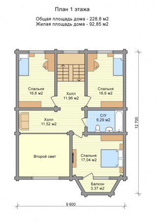 Сруб двухэтажного дома 228,8 м2