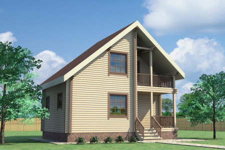 Загородный дом из профибруса с мансардой, открытым балконом и рабочим кабинетом, 2 спальни, 95  м²