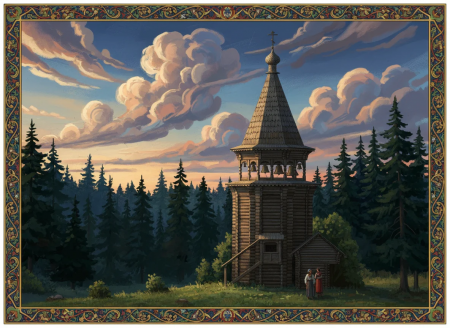 Звонница из рубленного бревна ручной работы "Онежская"