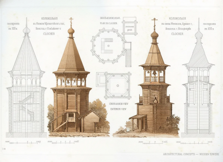 Звонница из рубленного бревна ручной работы "Онежская"