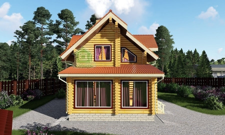 Сруб дома с мансардой и верандой 200 м2