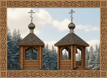 Малая звонница из оцилиндрованного бревна