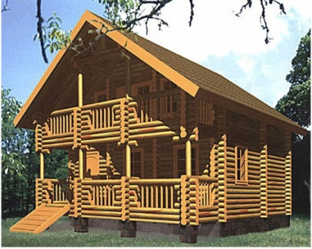 Сруб дома 89 м2 из рубленого сруба двухэтажный