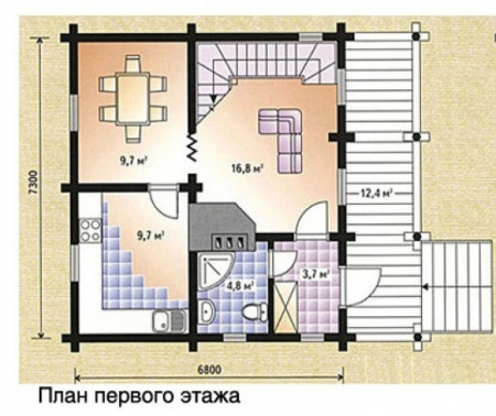 Сруб дома 89 м2 из рубленого сруба двухэтажный