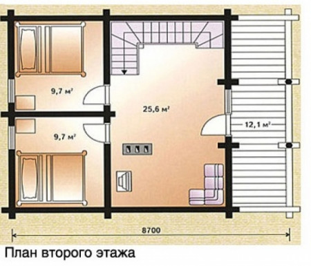 Сруб дома 89 м2 из рубленого сруба двухэтажный