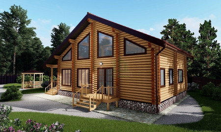 Сруб дома с мансардой, 11.8 на 8.7 м, 206 м2