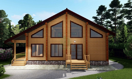 Сруб дома с мансардой, 11.8 на 8.7 м, 206 м2