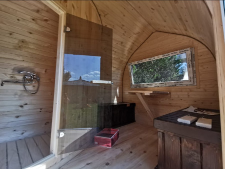 Баня-викинг 6х2,2 м, две секции, с душем