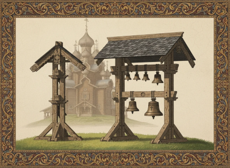 Малая звонница из клеенного бруса на 6 колоколов