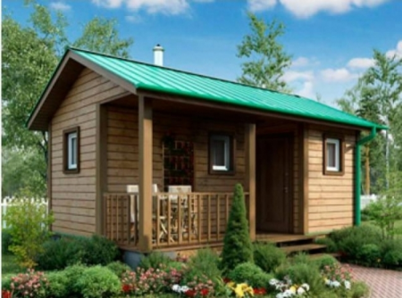 Баня из бруса 4x6 м (15,7 кв.м) с верандой