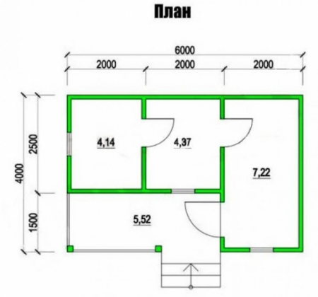 Баня из бруса 4x6 м (15,7 кв.м) с верандой