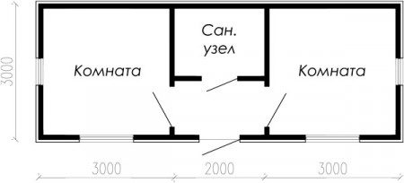 Каркасная утепленная бытовка 8х3 м, 2 комнаты и санузел