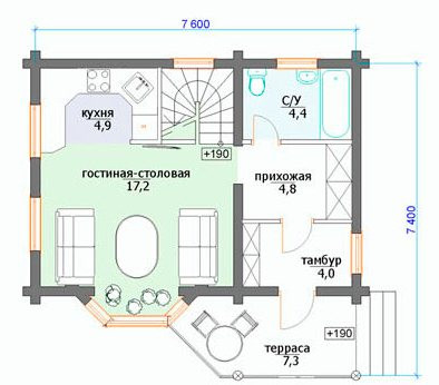 Сруб дома 89,9 м2