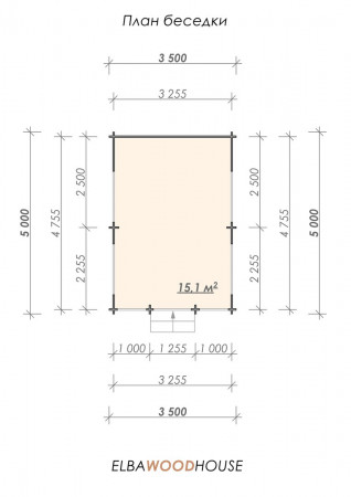 Садовая беседка из минибруса 5х3.5 м, 15.1 кв. м