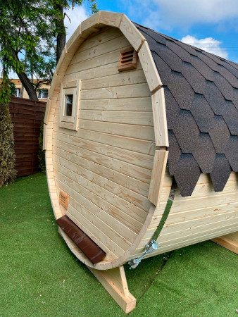 Сауна бочка 2,5х2,2 м, одна секция, с крыльцом