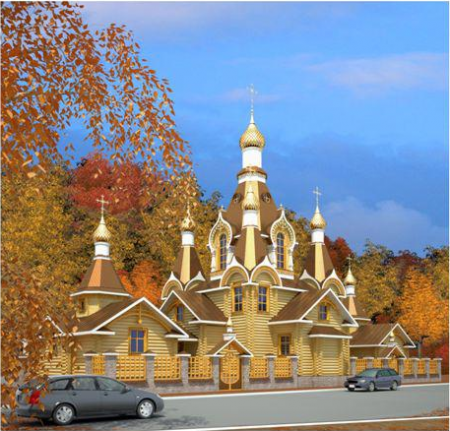 Церквь в г. Воронеж из рубленного бревна (сосна) 221 кв.м