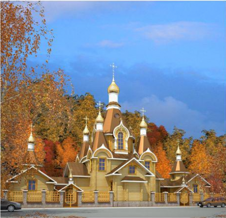 Церквь в г. Воронеж из рубленного бревна (сосна) 221 кв.м