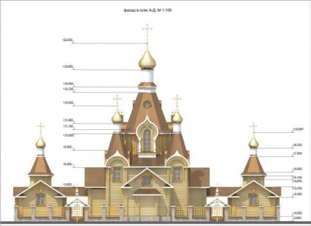 Церквь в г. Воронеж из рубленного бревна (сосна) 221 кв.м