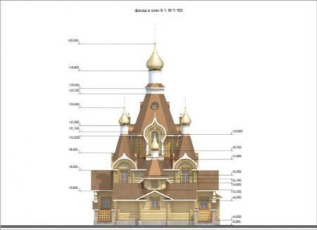 Церквь в г. Воронеж из рубленного бревна (сосна) 221 кв.м