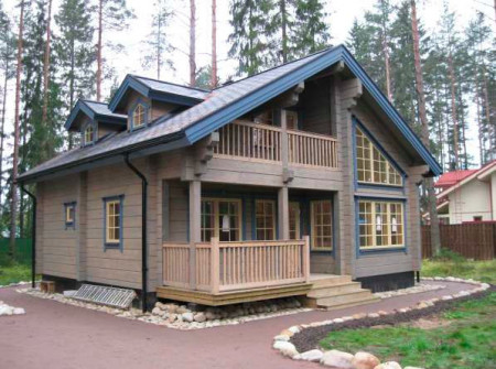 Двухэтажный дом из двойного бруса, 8.6х8 м, 130 кв.м