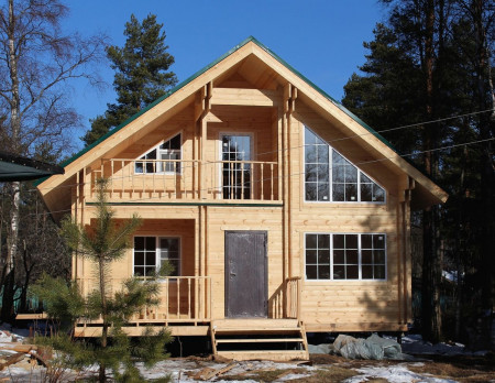 Двухэтажный дом из двойного бруса, 8.6х8 м, 130 кв.м