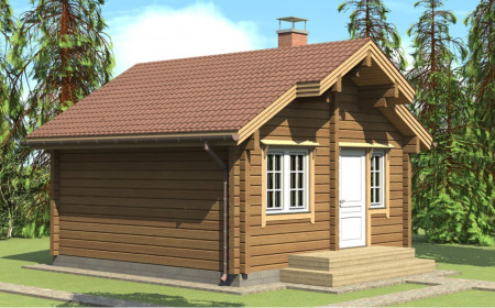 Баня из двойного бруса 4.8х 4.8 м (18,5 кв.м) 