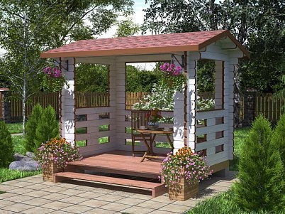 Уличная деревянная беседка 3х2 м, 4.6 кв. м 