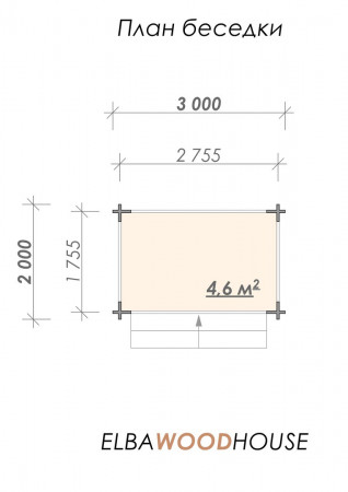 Уличная деревянная беседка 3х2 м, 4.6 кв. м 