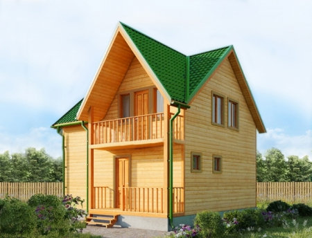 Баня из бруса 7x7,5 м (91 кв.м) 2 этажа