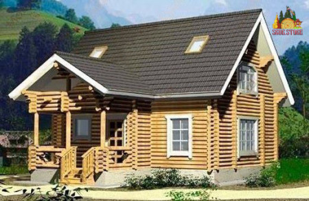 Сруб дома с мансардой 92,6 м2